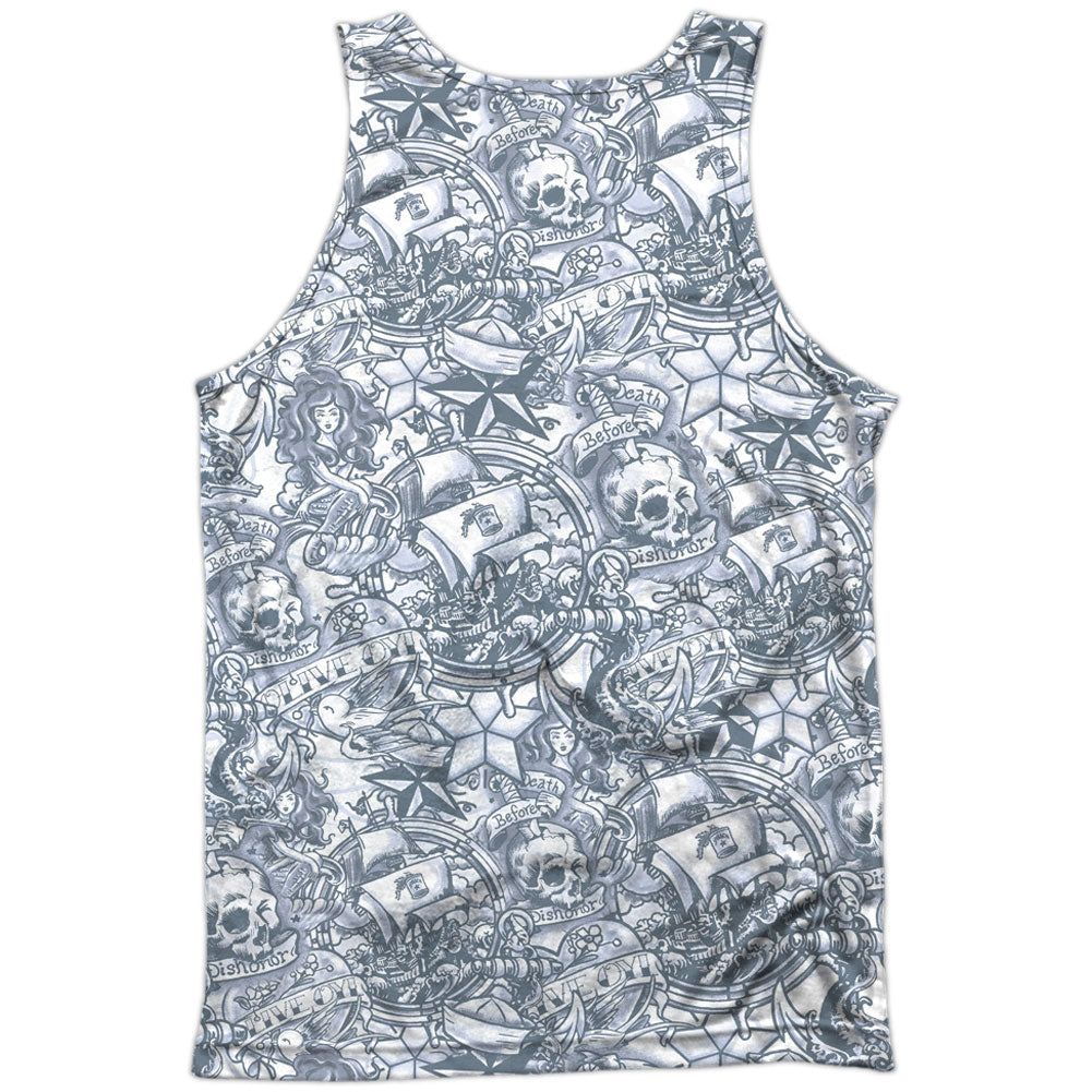 Popeye Tattooed Sailor 100% Poly Mens Tank Back