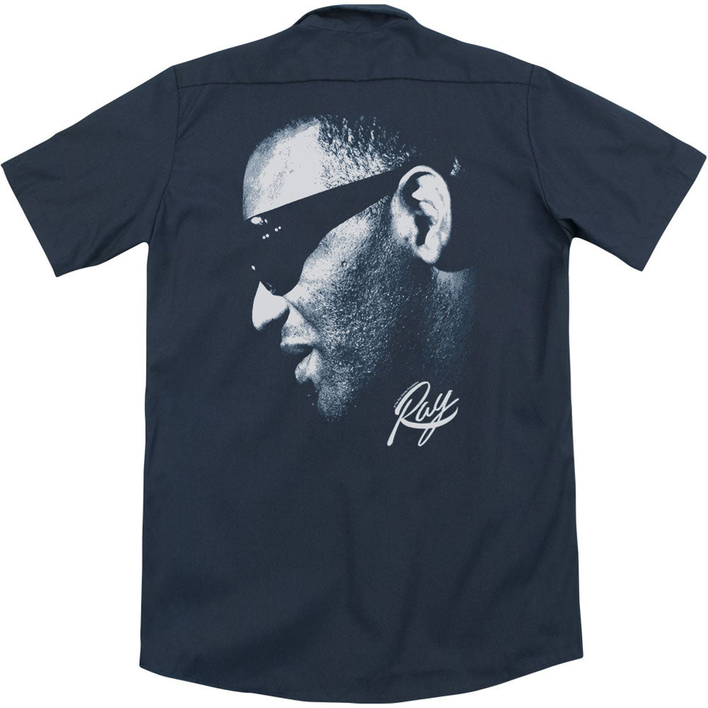 Ray Charles Blue Ray (Back Print) Work Shirt Back