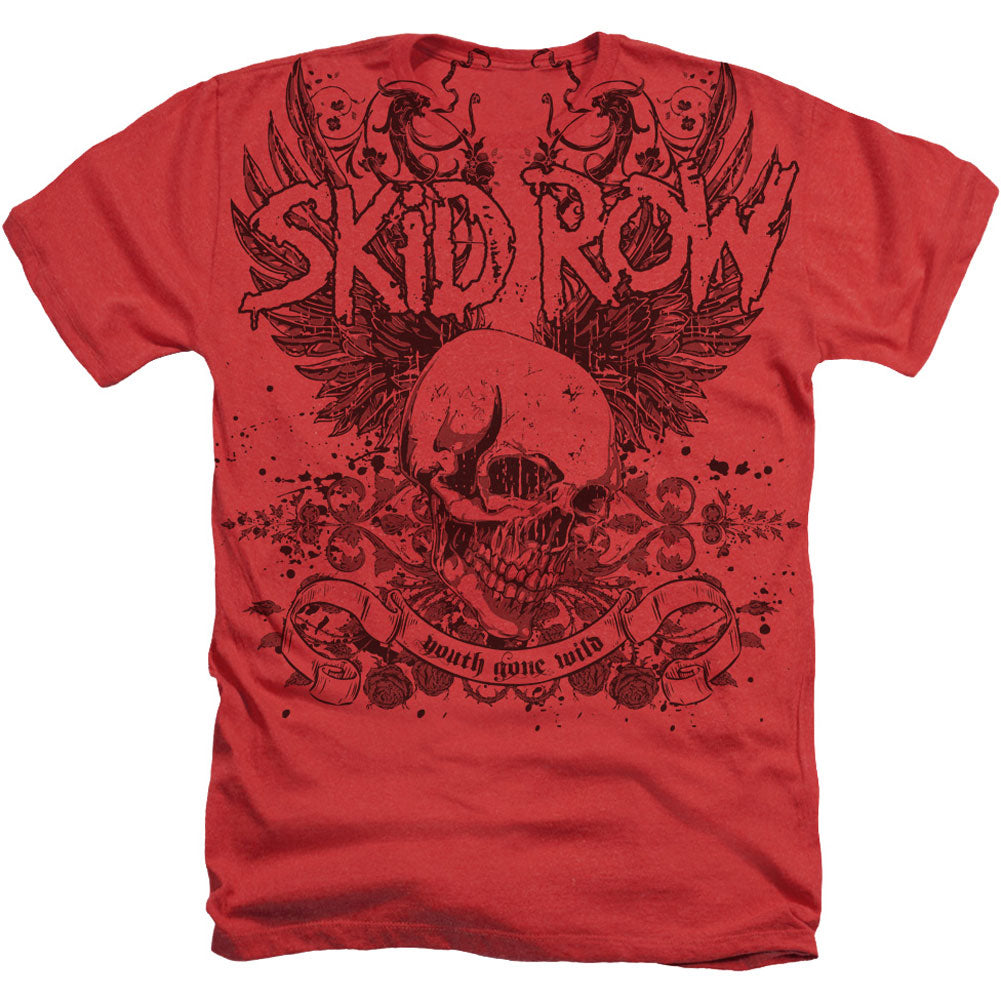 Skid Row Skull And Wings Adult Heather 40% Poly T-shirt