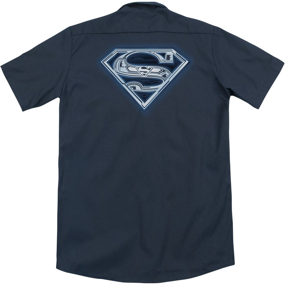 Superman Cyber Shield (Back Print) Workshirt Back