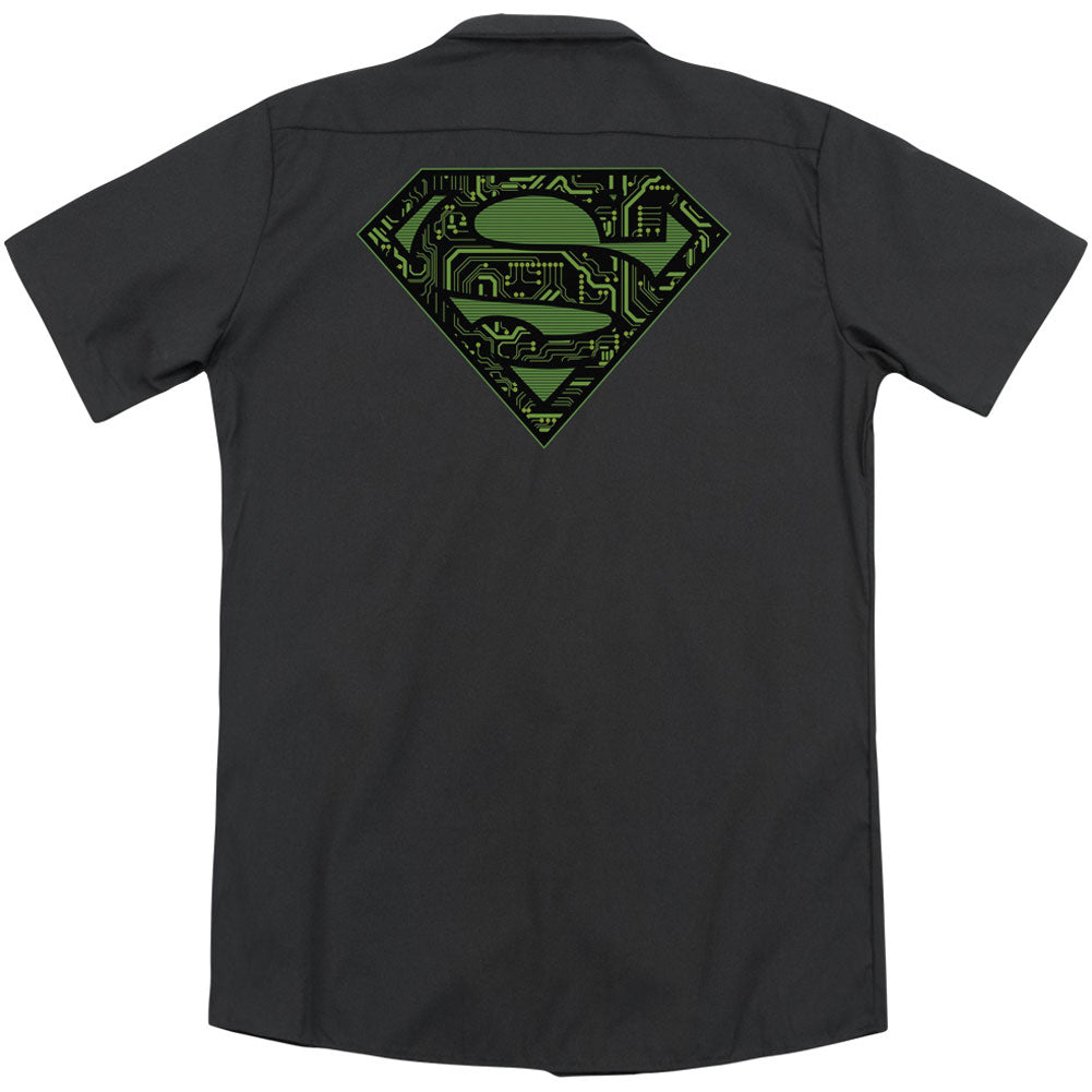 Superman Circuits Shield (Back Print) Workshirt Back