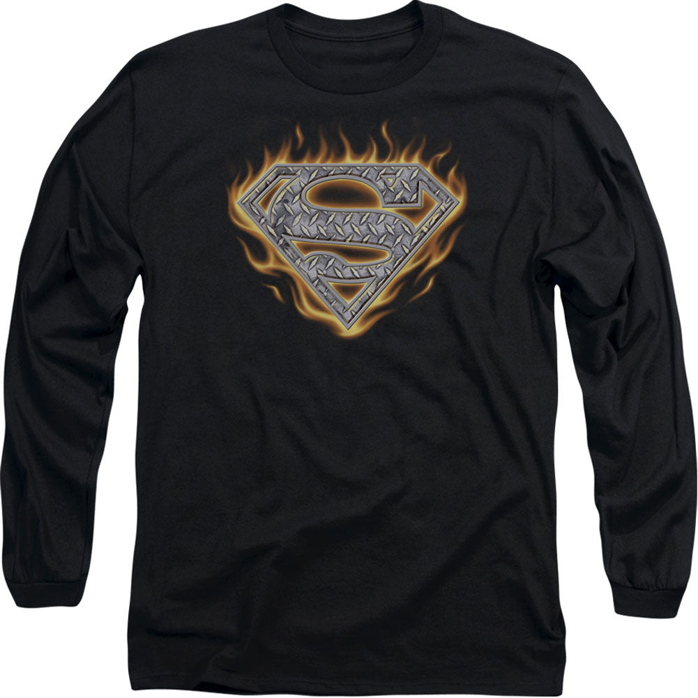 Superman Steel Fire Shield Long Sleeve Front