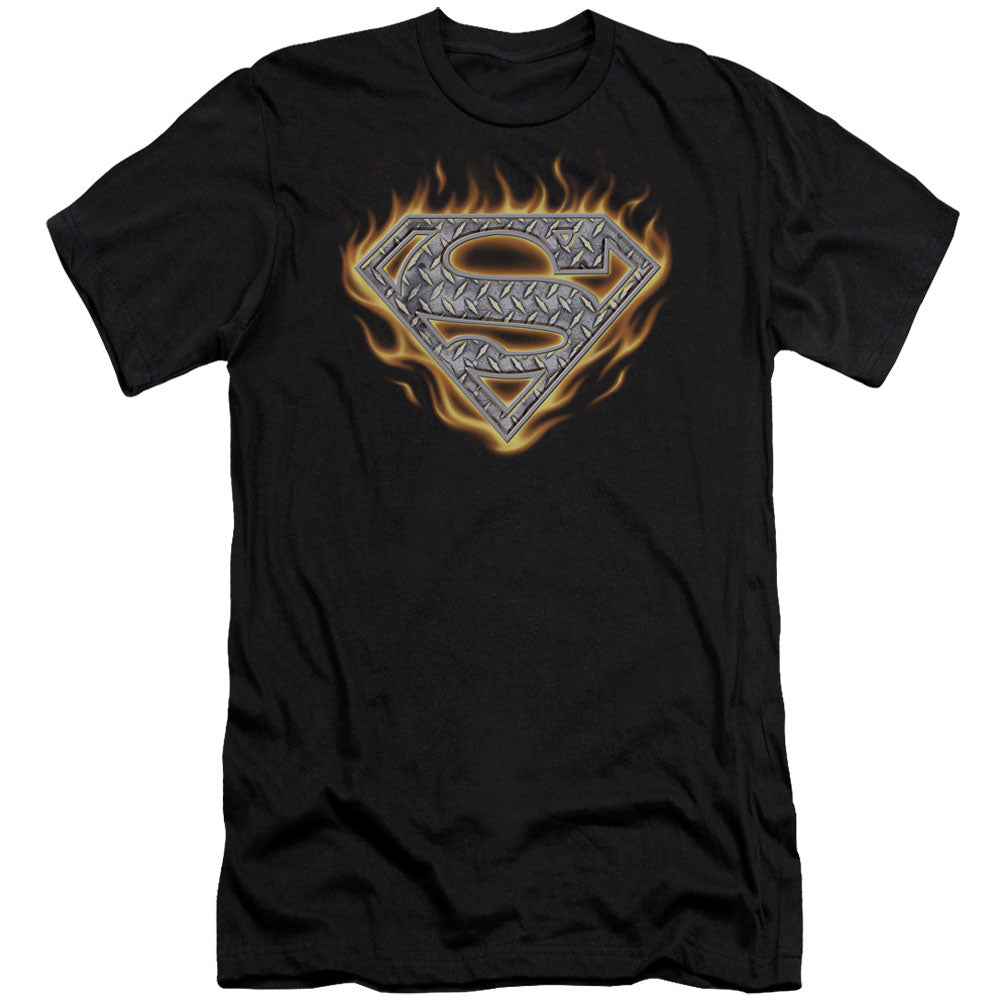 Superman Steel Fire Shield Adult Slim Fit Slim Fit T-shirt Front