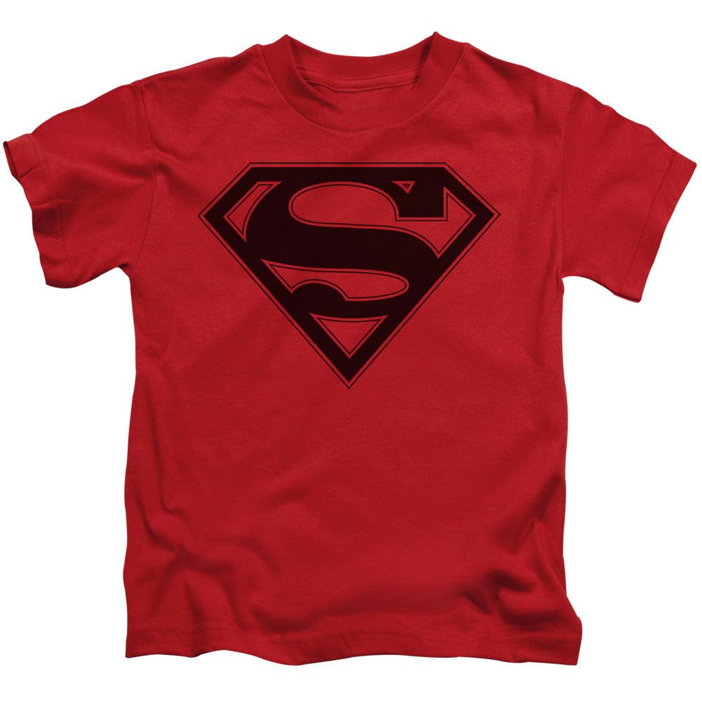 Superman Red & Black Shield Juvenile Childrens T-shirt Front