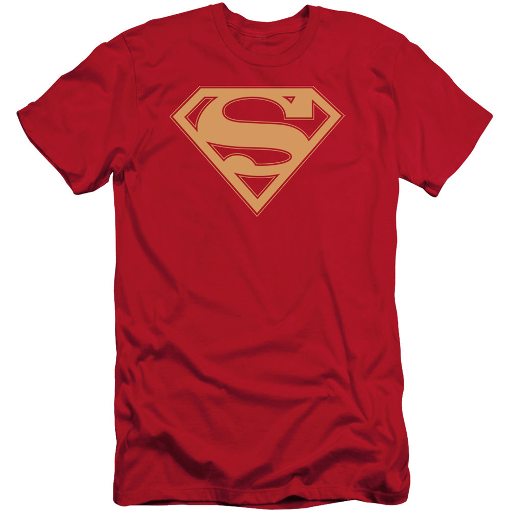 Superman Red & Gold Shield Adult Slim Fit Slim Fit T-shirt Front