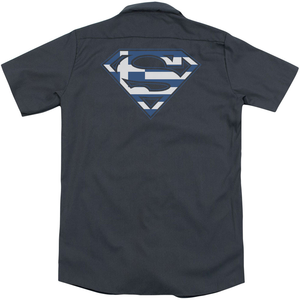 Superman Greek Shield (Back Print) Workshirt Back