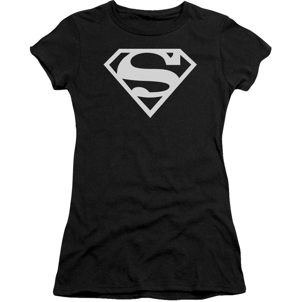 Superman Logo Cap Sleeve Junior Top Front