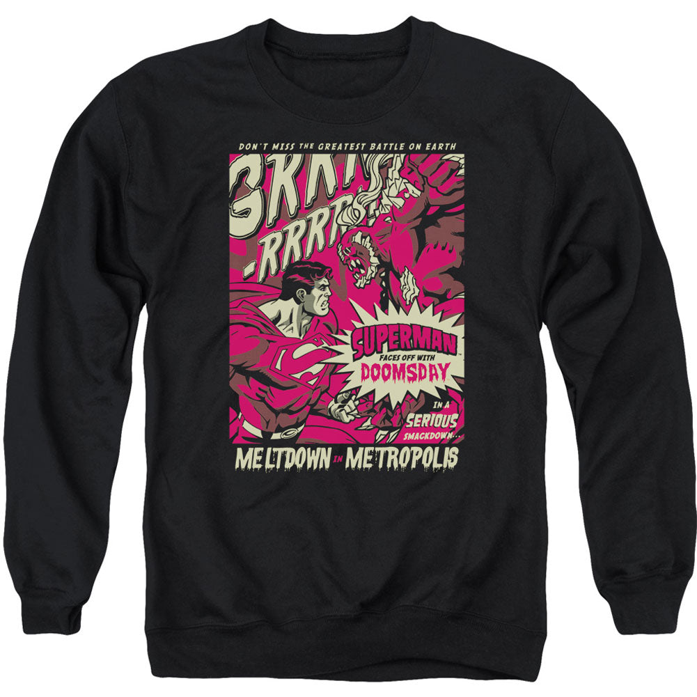 Superman Metropolis Meltdown Adult Sweatshirt Front