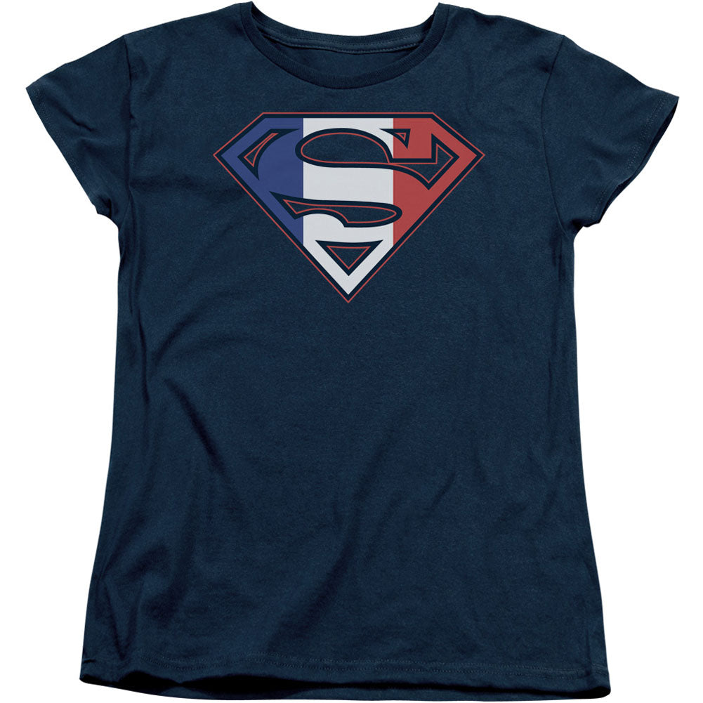 Superman French Shield Womens T-shirt Front