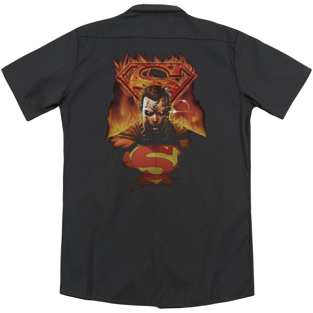 Superman Man On Fire (Back Print) Workshirt Back
