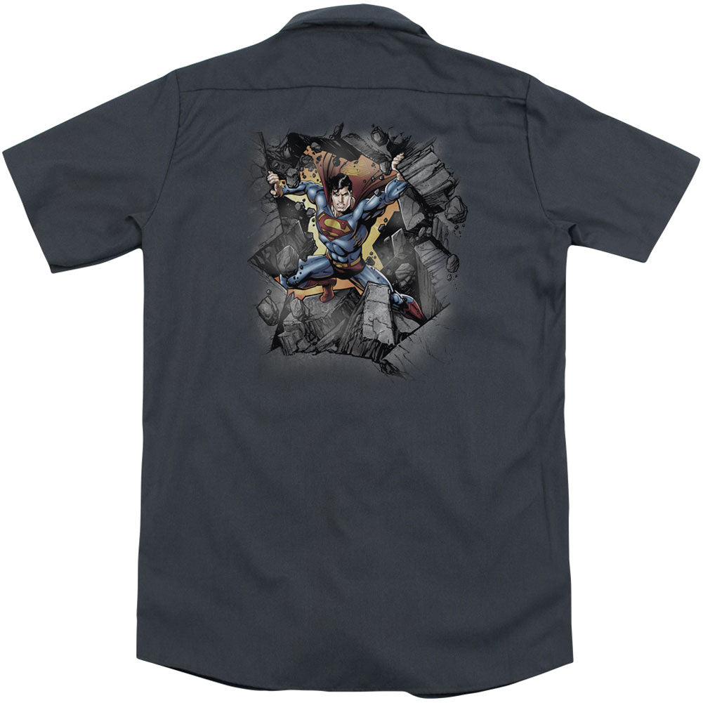 Superman Break On Through (Back Print) Workshirt Back