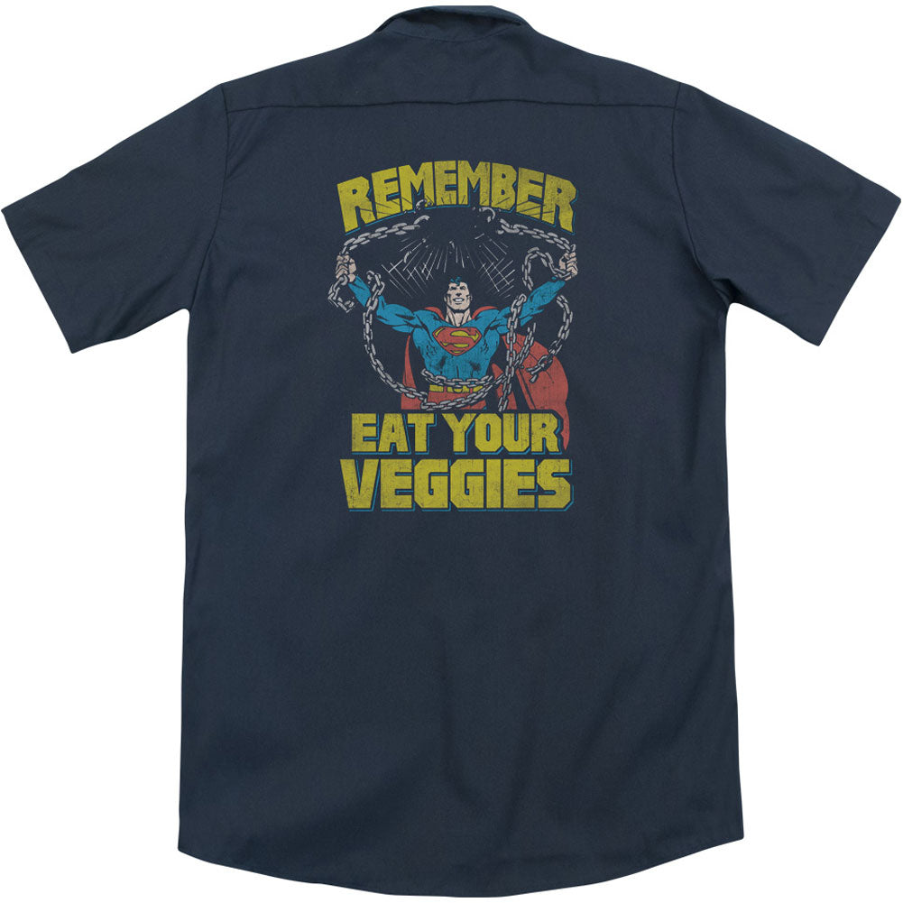 Superman Veggie Power (Back Print) Workshirt Back