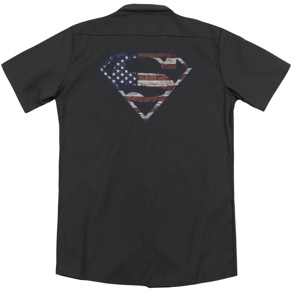 Superman Wartorn Flag(Back Print) Workshirt Back