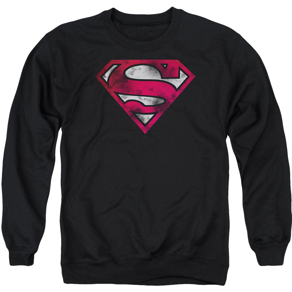 Superman War Torn Shield Adult Sweatshirt Front