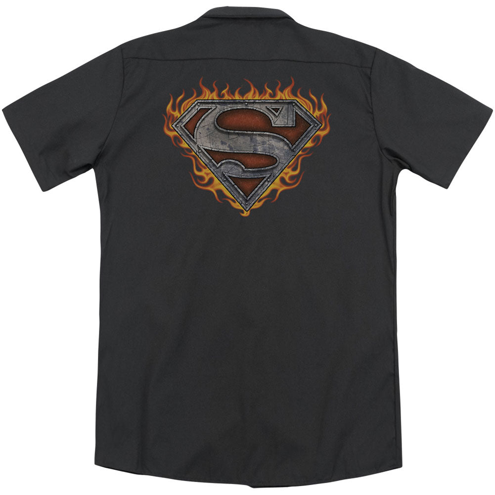 Superman Iron Fire Shield (Back Print) Workshirt Back
