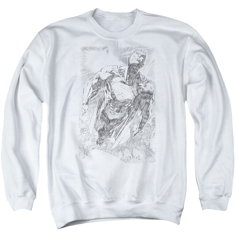 Superman Exploding Space Sketch Adult Sweatshirt Front
