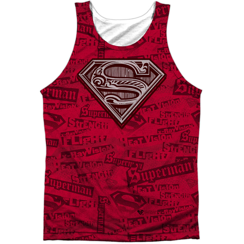 Superman Super Powers 100% Poly Mens Tank Front