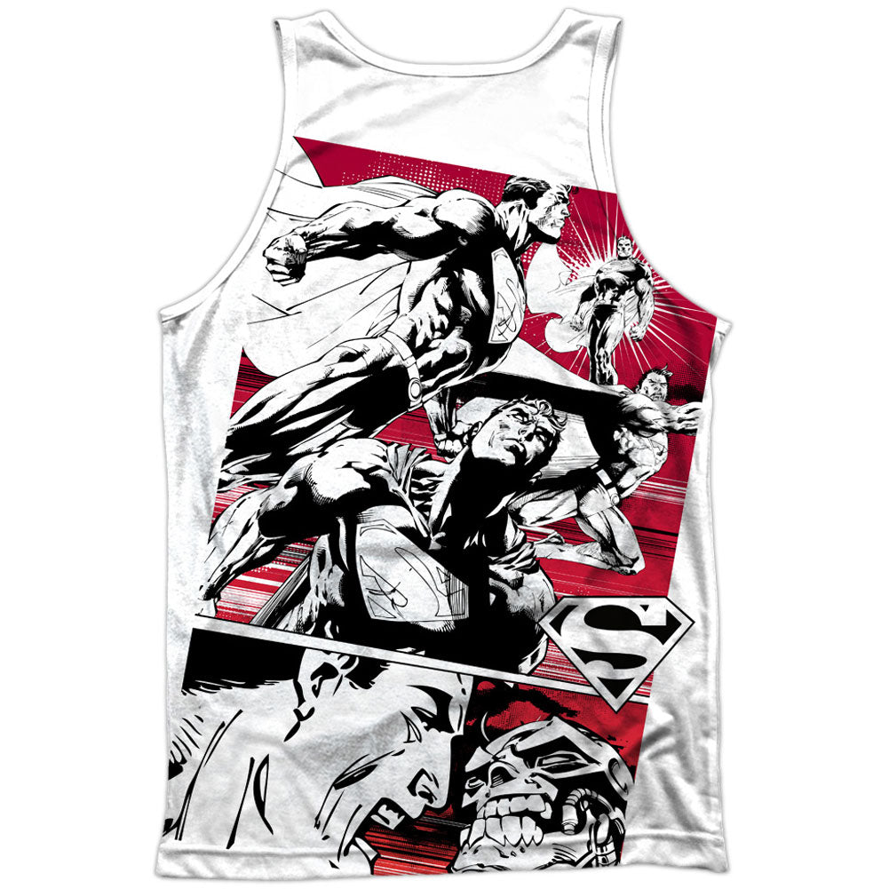 Superman Angry Red 100% Poly Mens Tank Back