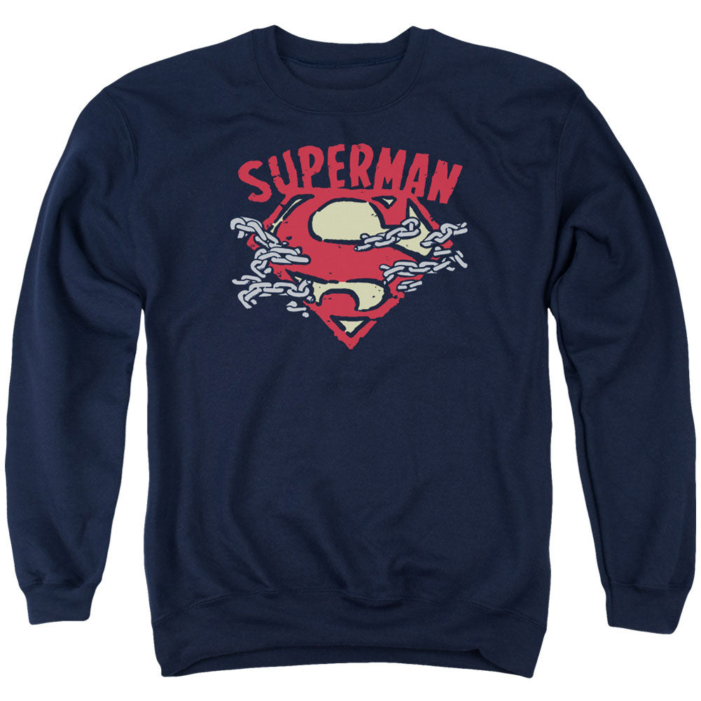 Superman Chain Breaking Adult Sweatshirt Front