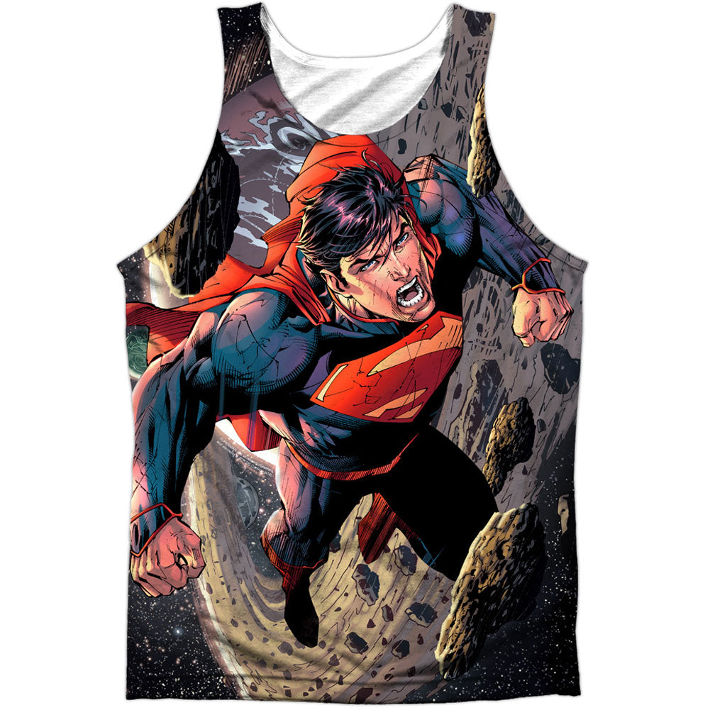 Superman Up Up 100% Poly Mens Tank Front