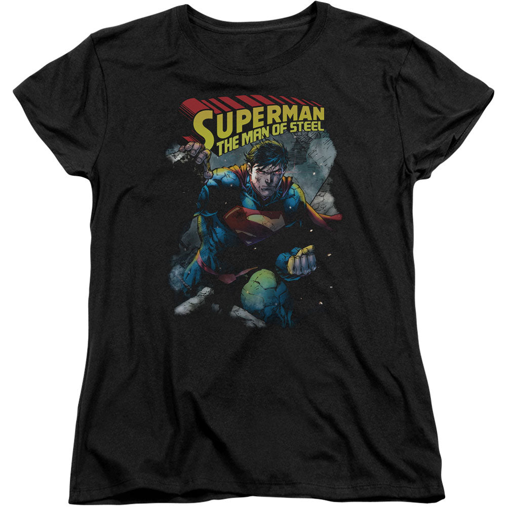 Superman Through The Rubble Womens T-shirt Front