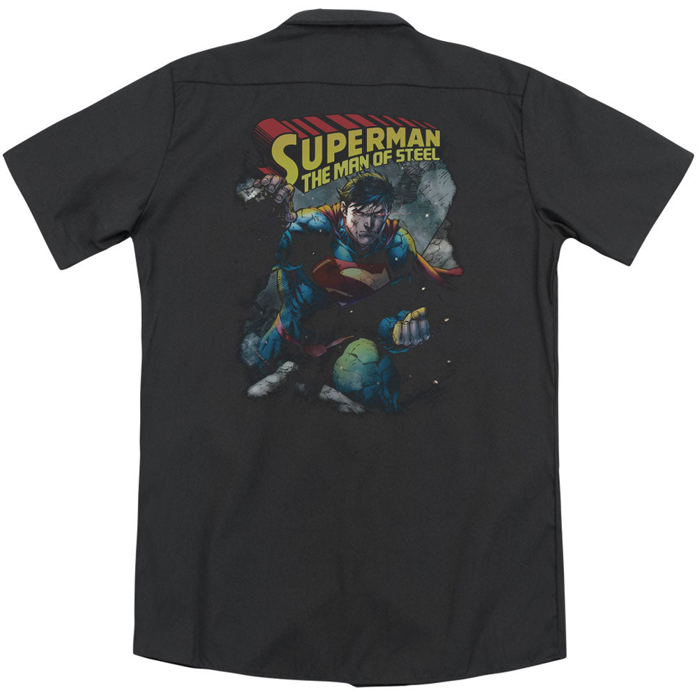 Superman Through The Rubble(Back Print) Workshirt Back