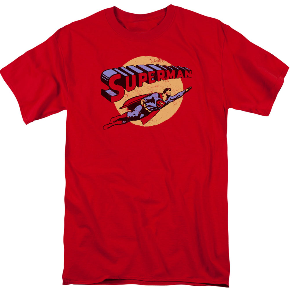 Superman Fly By Adult T-shirt Front