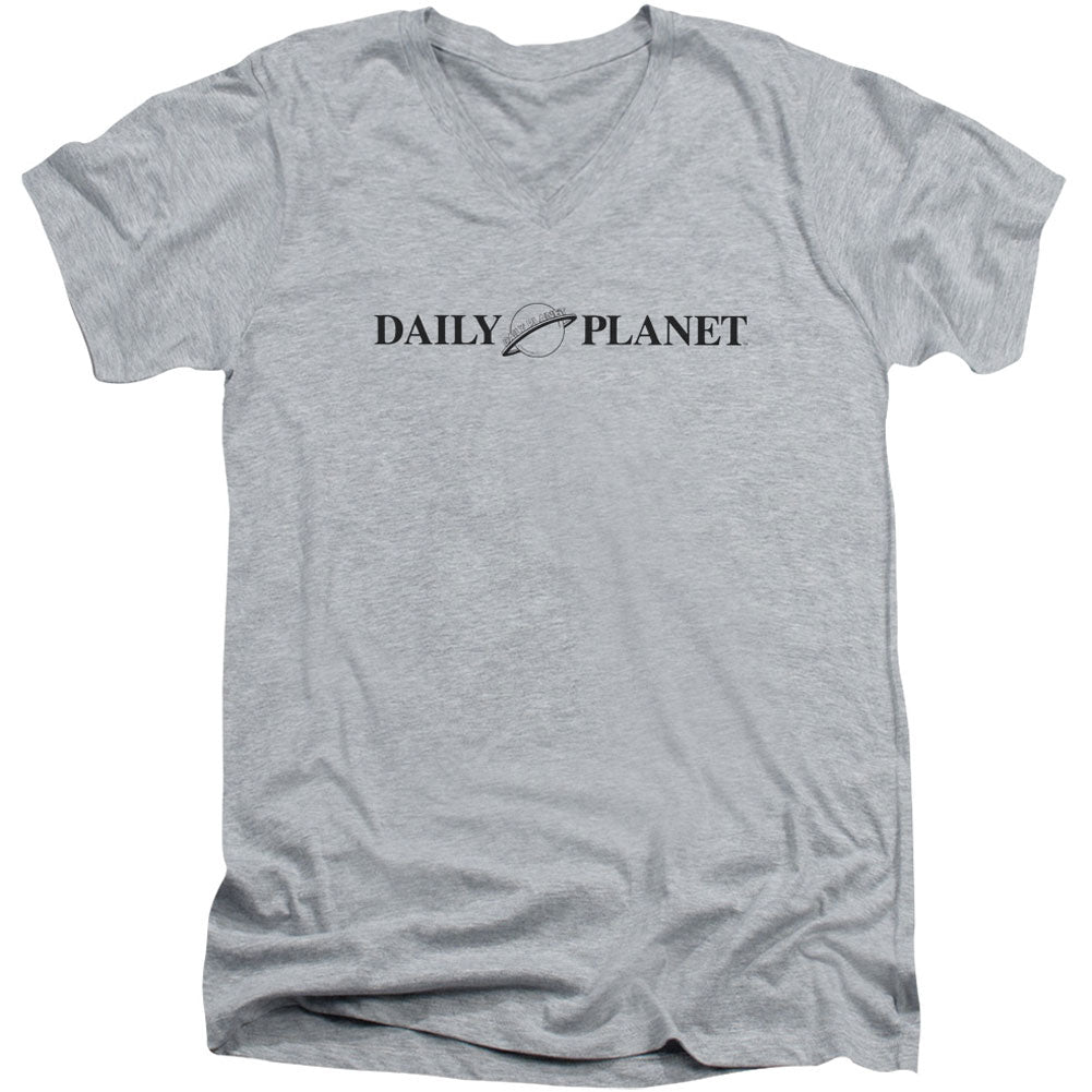 Superman Daily Planet Logo Adult V-Neck Slim Fit T-shirt Front