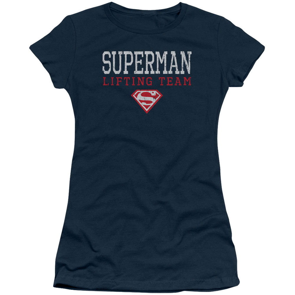Superman Lifting Team Cap Sleeve Junior Top Front