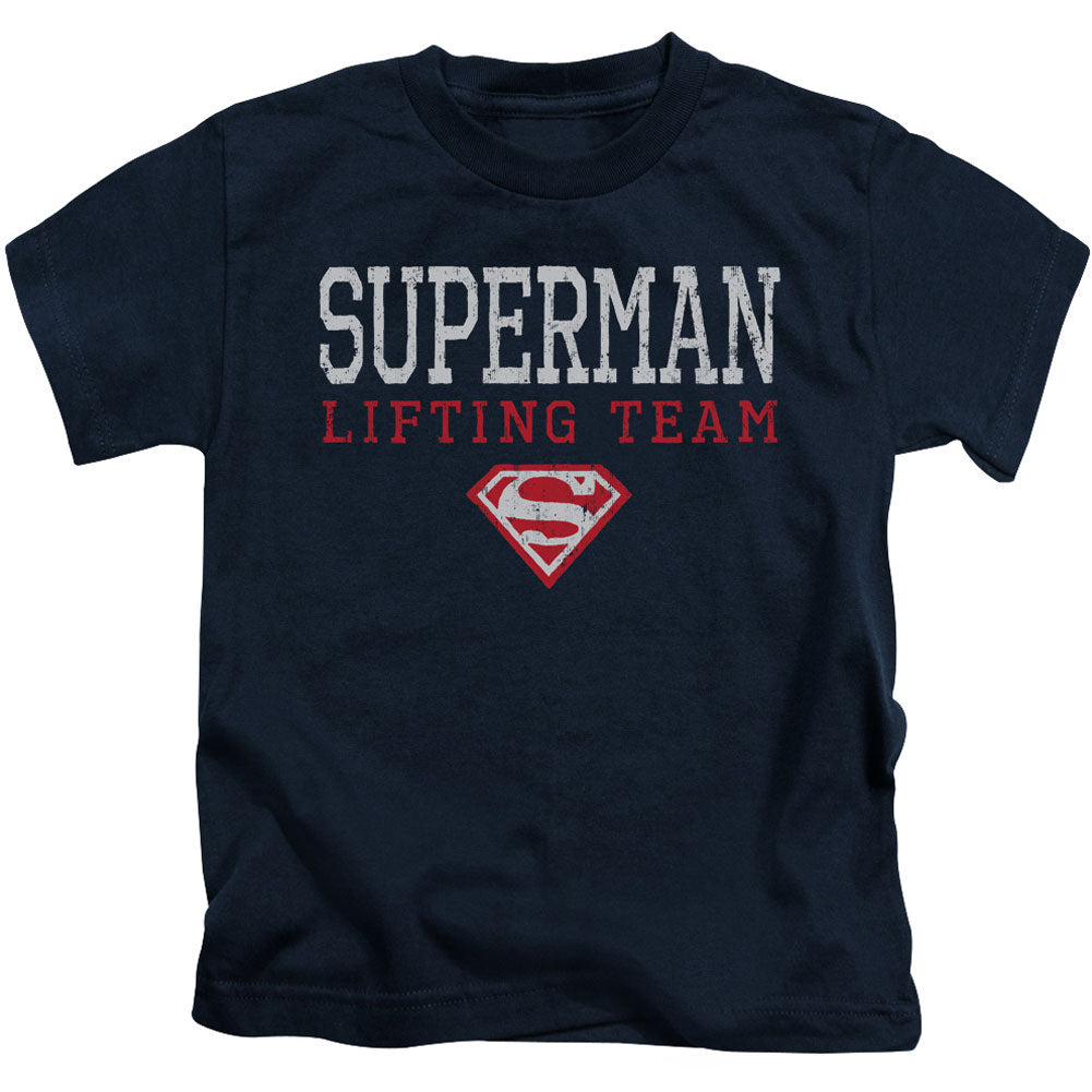 Superman Lifting Team Juvenile Childrens T-shirt Front