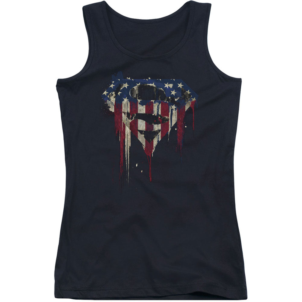 Superman Bleeding Shield Womens Tank Front