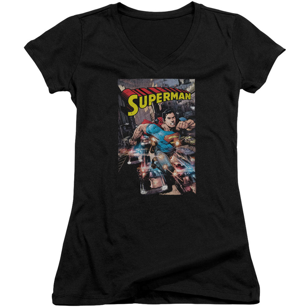 Superman Action One Cap Sleeve Junior Top Front