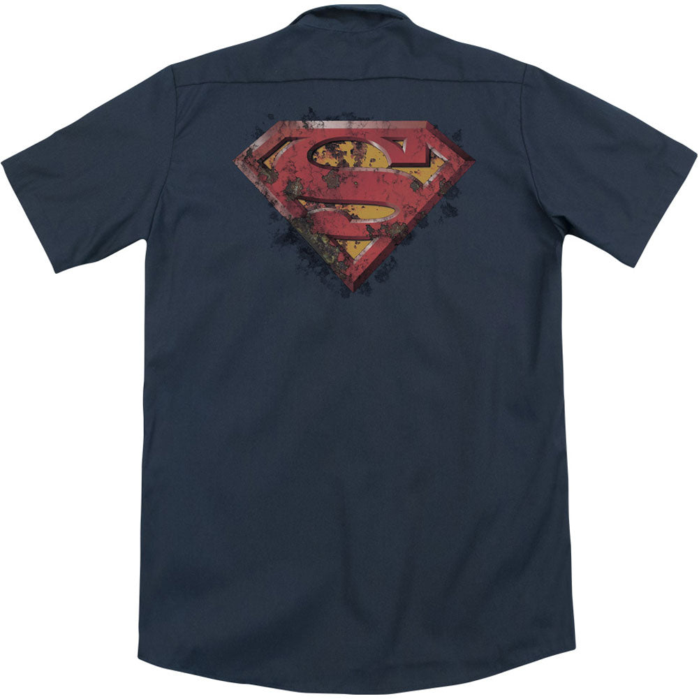 Superman Rusted Shield (Back Print) Workshirt Back