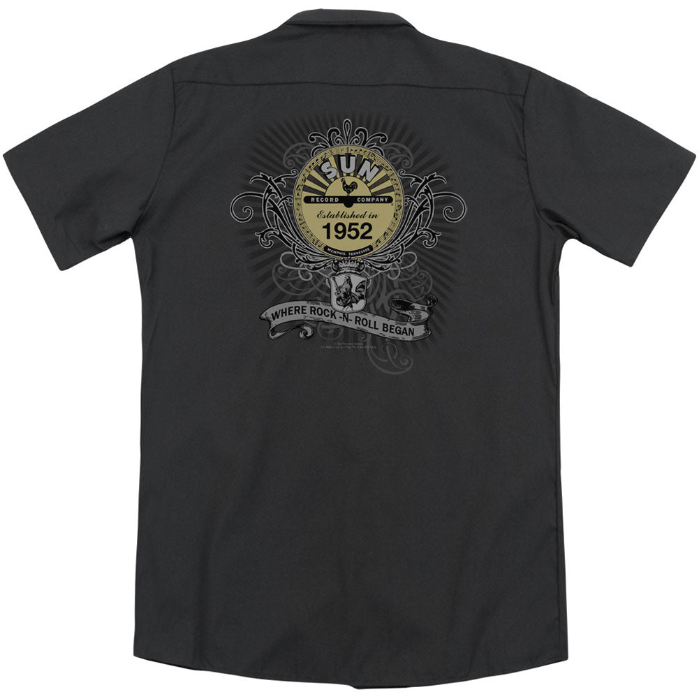 Sun Records Rockin Scrolls (Back Print) Work Shirt Back
