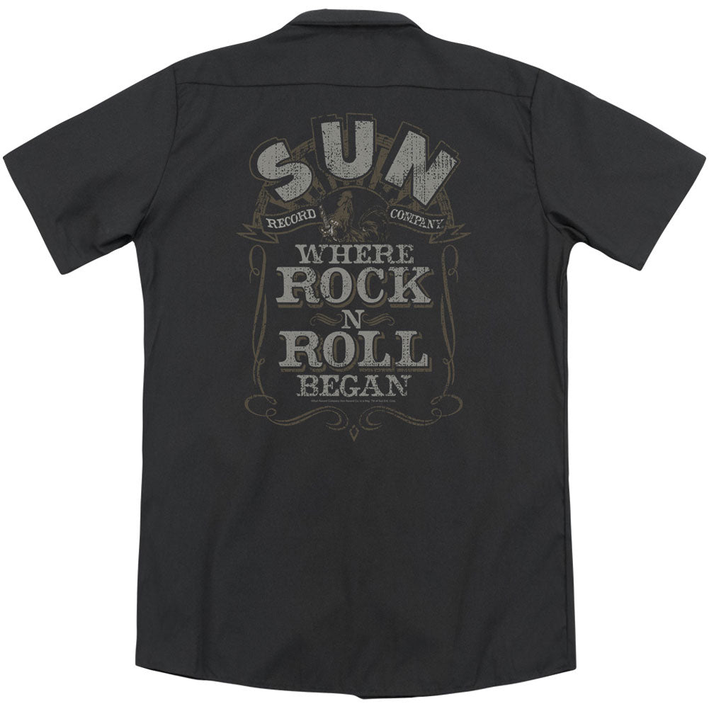 Sun Records Where Rock Began (Back Print) Work Shirt Back