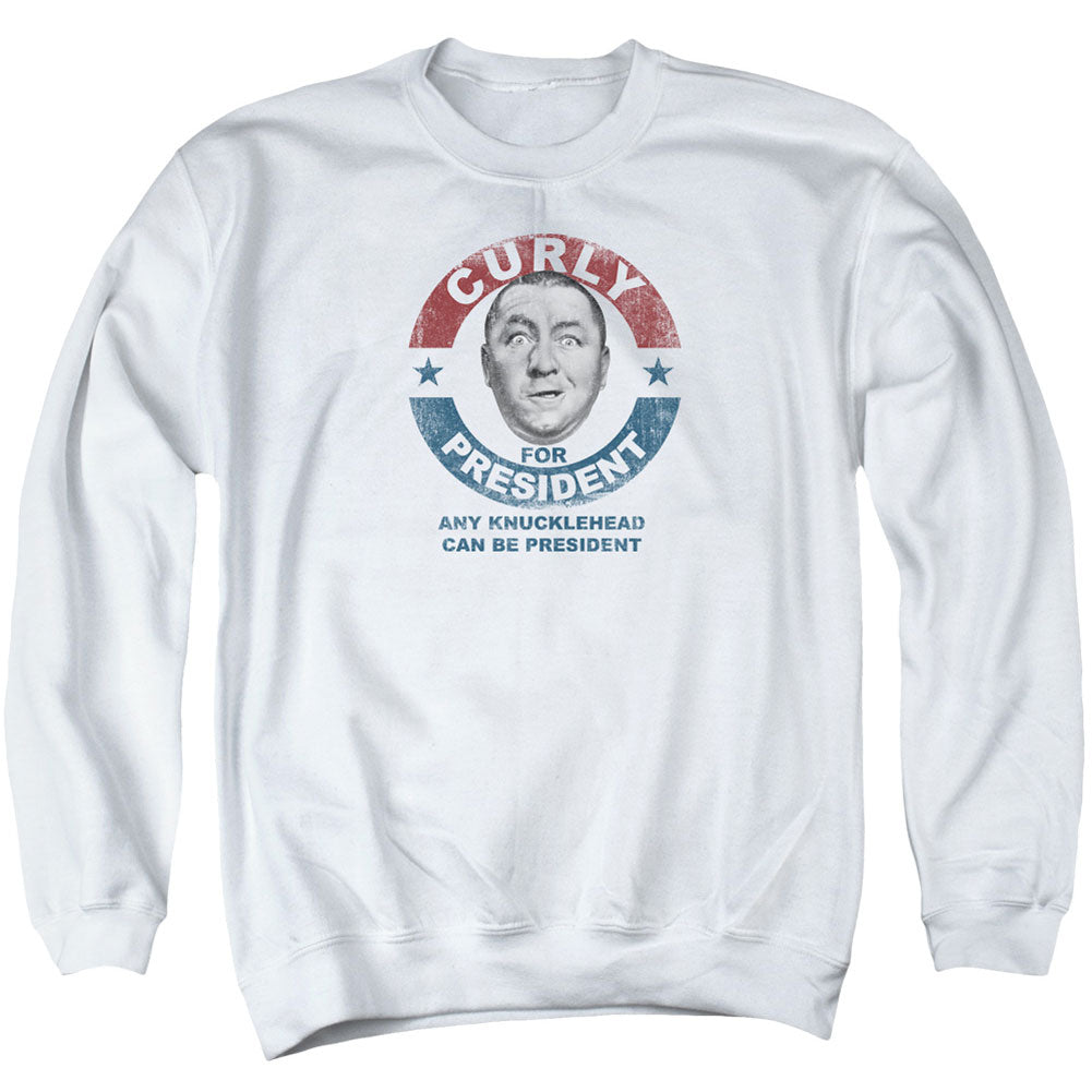 Three Stooges Curly For President Adult Sweatshirt Front