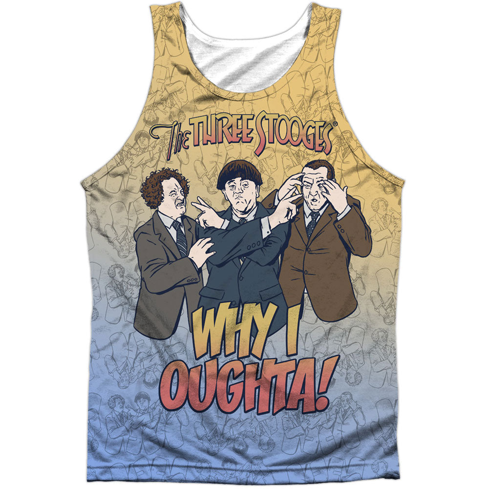 Three Stooges Why I Oughta 100% Poly Mens Tank Front