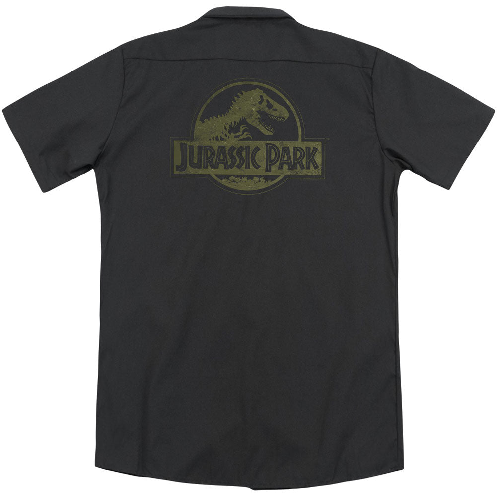Jurassic Park Distressed Logo (Back Print) Workshirt Back