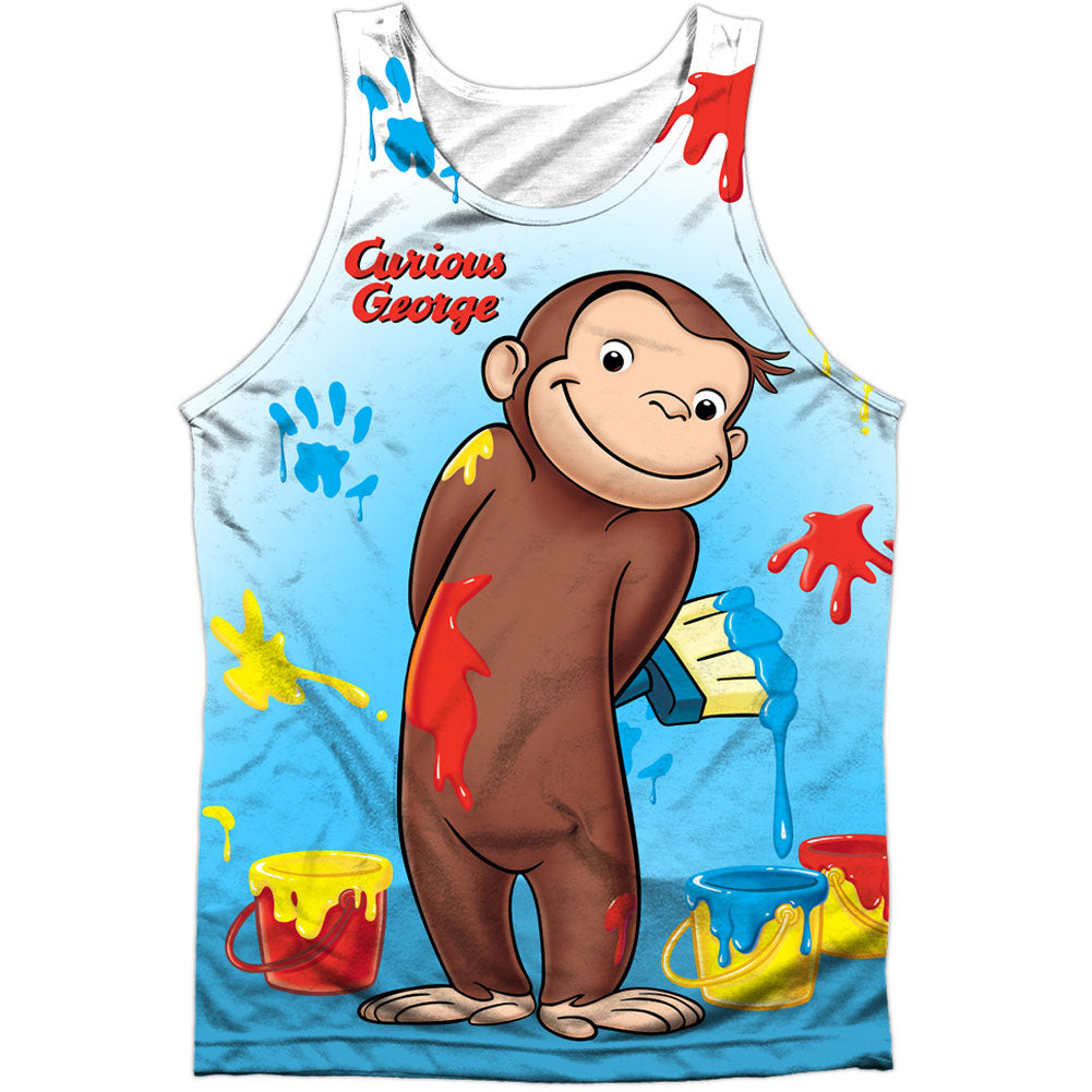 Curious George Paint All Over 100% Poly Mens Tank Front