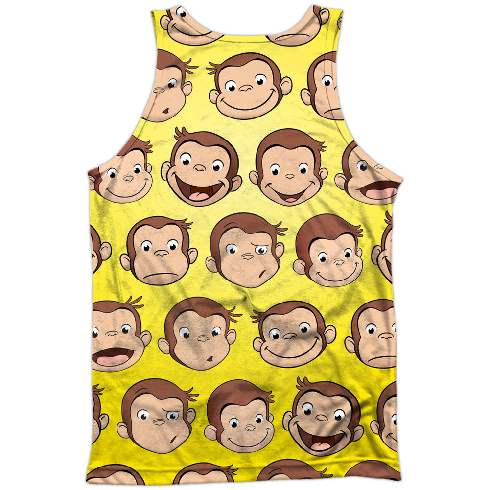 Curious George Curious Faces 100% Poly Front/Back Print Mens Tank Back