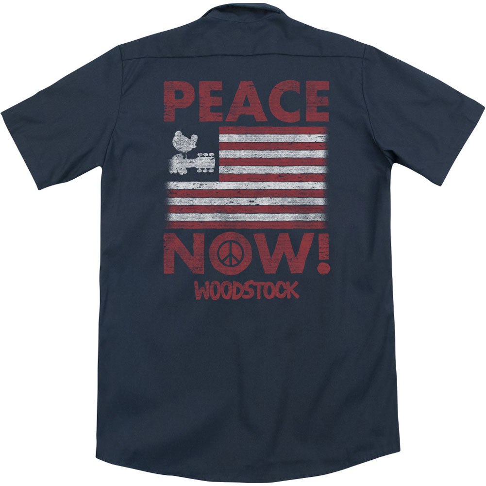 Woodstock Peace Now(Back Print) Work Shirt Back