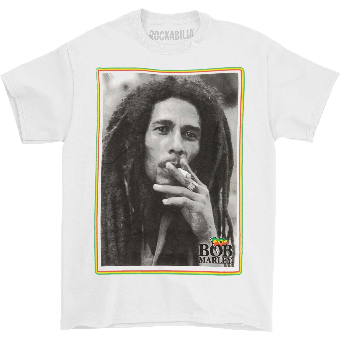 Bob Marley Rasta Border Smoke T-shirt Front