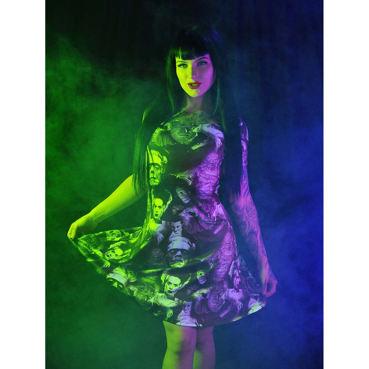 Universal Monsters Collage Skater Dress Dress Back