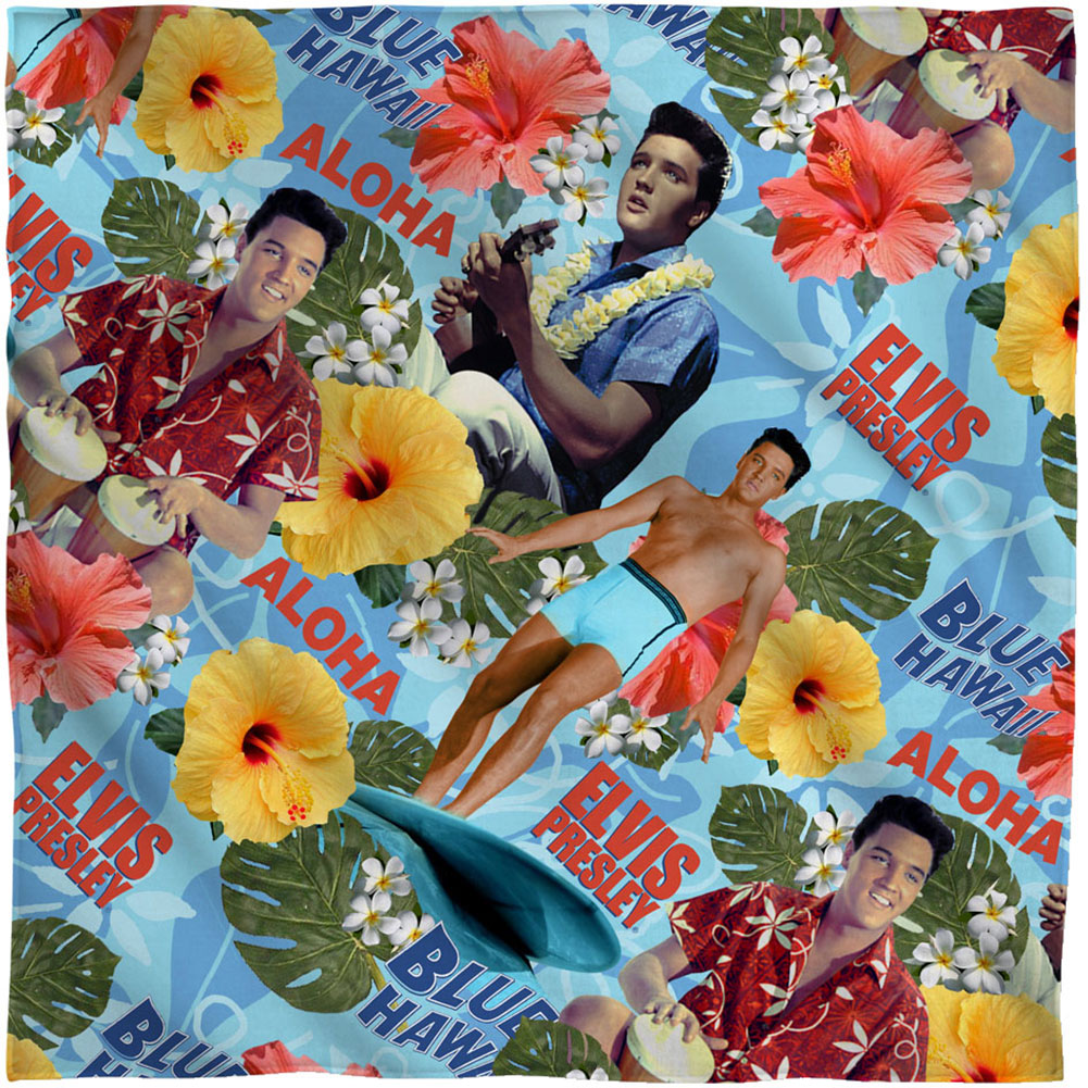 Elvis Presley Blue Hawaii 22x22 Bandana Front