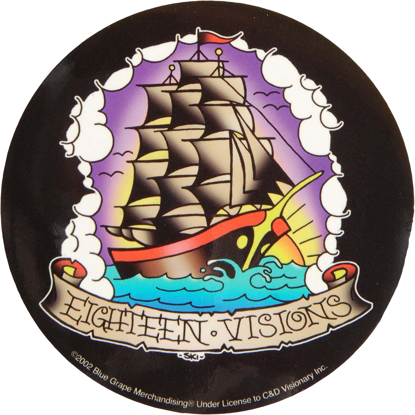 Eighteen Visions Pirate Ship (4" x 4") Sticker Front