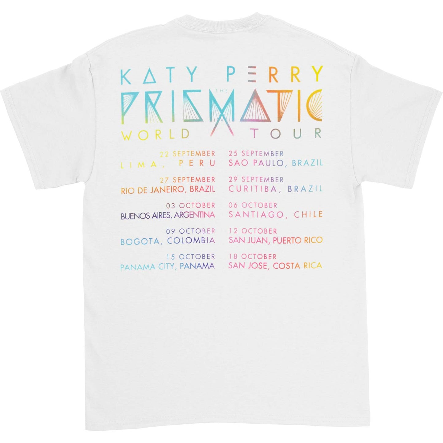 Katy Perry Prismatic Tour Peru-Costa Rica T-shirt Back