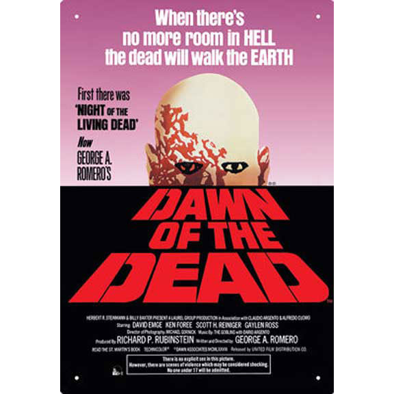 Dawn Of The Dead One Sheet Tin Concert Sign