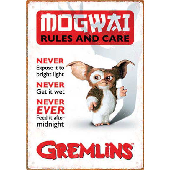 Gremlins Rules Tin Concert Sign
