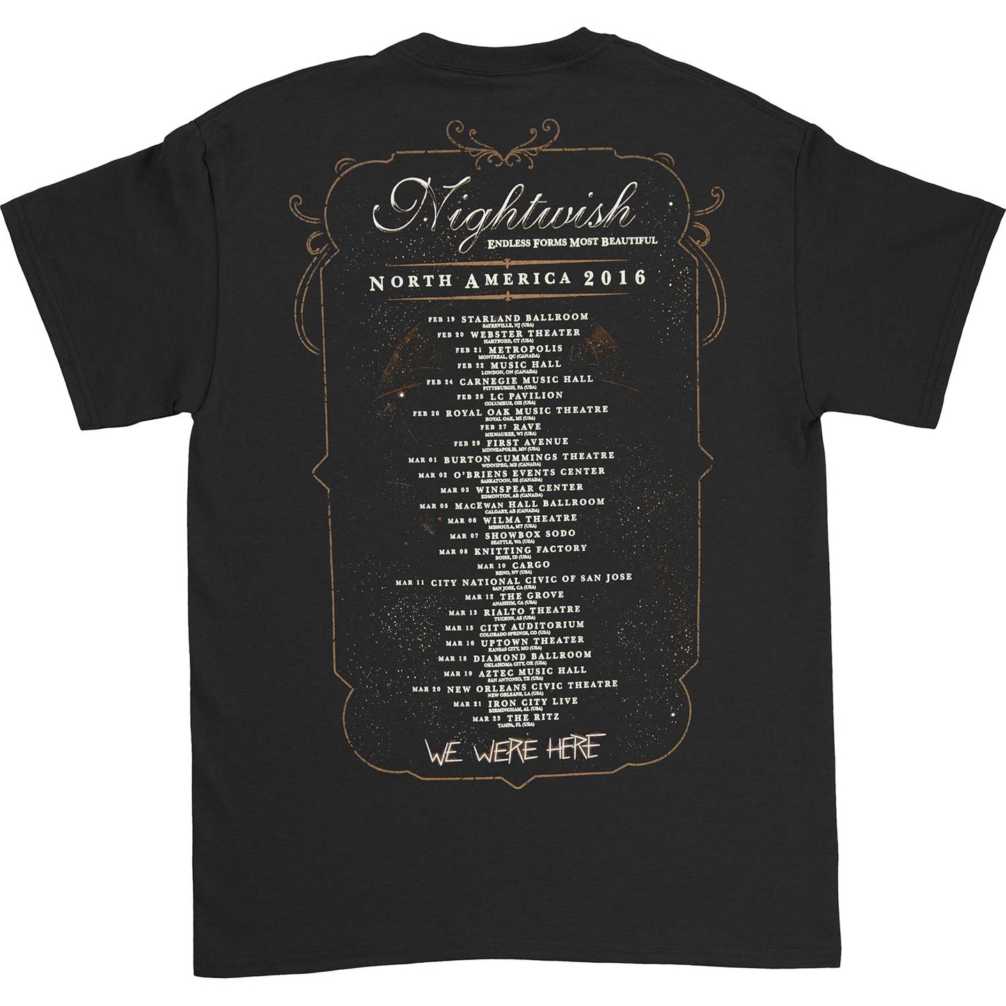 Nightwish Endless Forms North America 2016 T-shirt Back