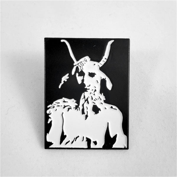 Cursed He Goat Pewter Pin Badge Front